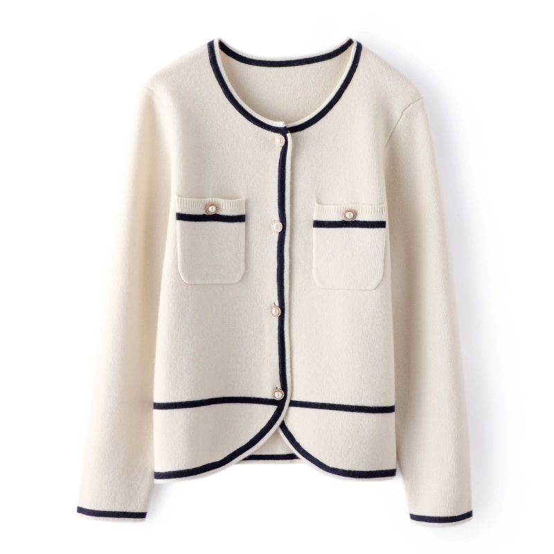 Kvinnor långärmad 100% kashmir Cardigan tjocka tröjor Pure Cashmere Office Lady Jacket Anpassningsbara kläder