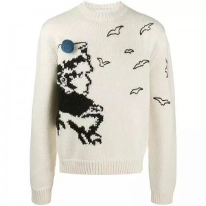 Anpassad vintertillverkning avslappnad stickad jacquard tröjor för man